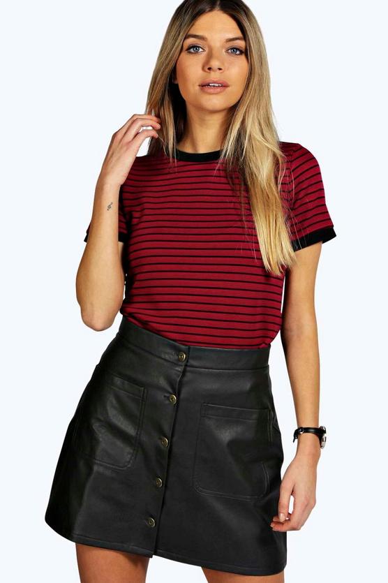 Emma Ribbed Contrast Ringed Tee